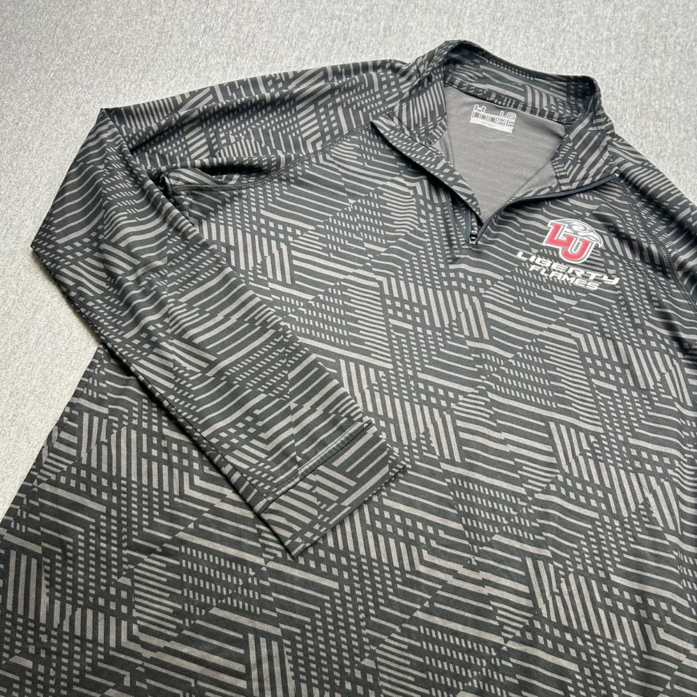 Under Armour Loose Heatgear Long Sleeve 1/4 Zip Mens Large Black Gray Liberty